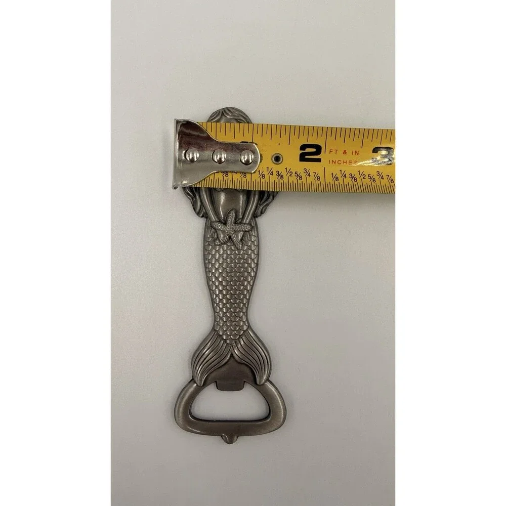 Vintage Mermaid Bottle Opener Pewter Style Nautical Bar Tool 4.5” Coastal Decor